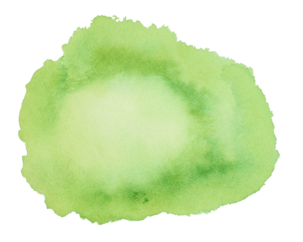 Green watercolor stains with hand painted on paper texture background png