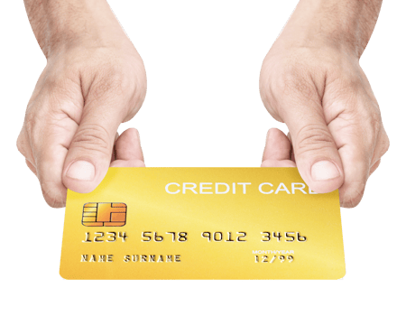 Hand holding mockup golden credit card png