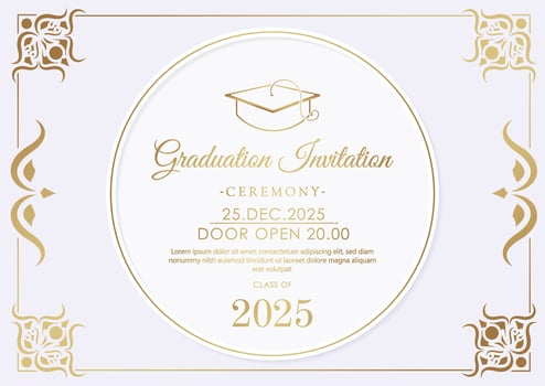 Elegant graduation invitation template with ornament vector