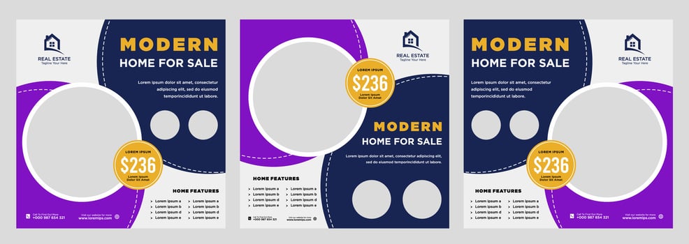 Real estate house social media post or square banner template vector