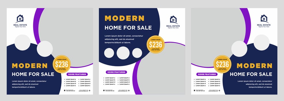 Real estate house social media post or square banner template vector
