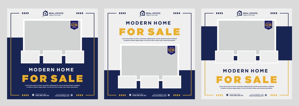 Real estate house social media post or square banner template vector