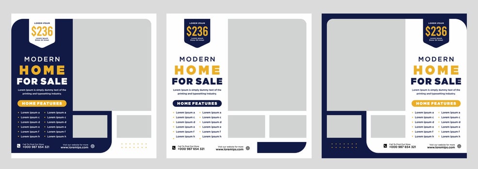 Real estate house social media post or square banner template vector