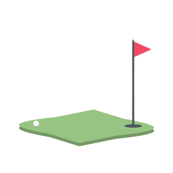 Isometric Golf Hole Field With Red Flag png