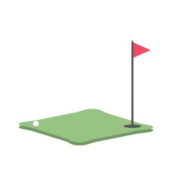 Isometric Golf Hole Field With Red Flag png