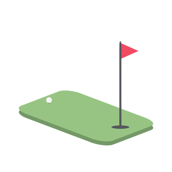 Isometric Golf Hole Field With Red Flag png