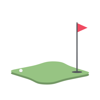 Isometric Golf Hole Field With Red Flag png