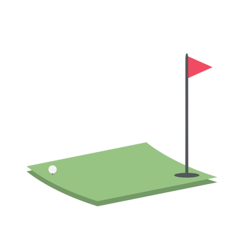 Isometric Golf Hole Field With Red Flag png