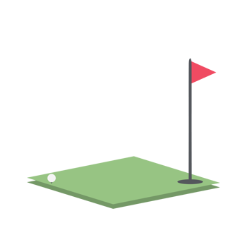 Isometric Golf Hole Field With Red Flag png