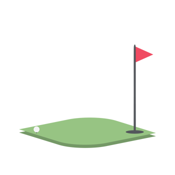 Isometric Golf Hole Field With Red Flag png