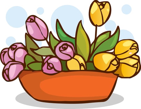 vector illustration of flower in pot