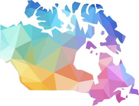 colorful abstract low polygonal of canada map. png