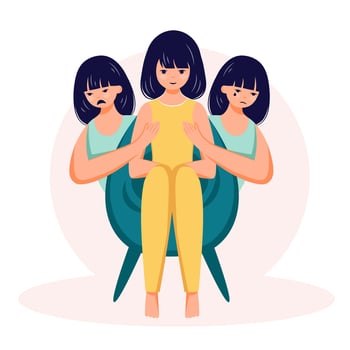 Bipolar disorder concept. Mental illness depression flat vector illuastration