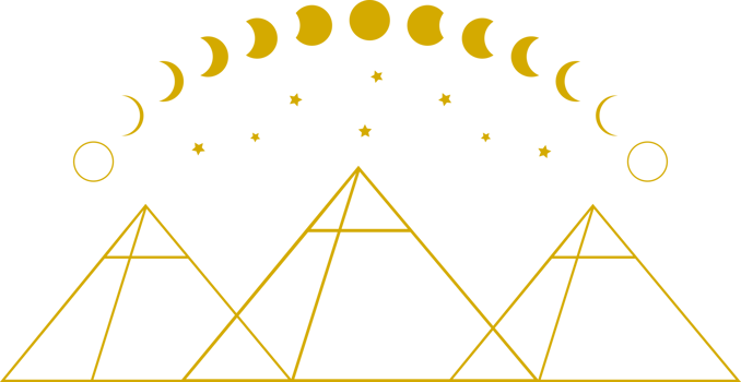 Three egypt ancient pyramid of giza are egyptian pharaoh tomb traingle outline with curve moon different phases or lunar phase and stars png