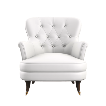 Ai Generative white accent chair, armchair isolated on transparent background png