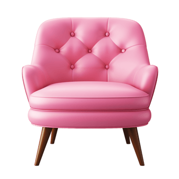 Ai Generative Pink accent chair, armchair isolated on transparent background png