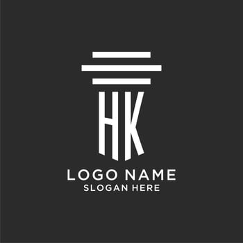 HK initials with simple pillar logo design, creative legal firm logo vector