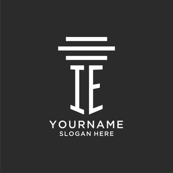 IE initials with simple pillar logo design, creative legal firm logo vector