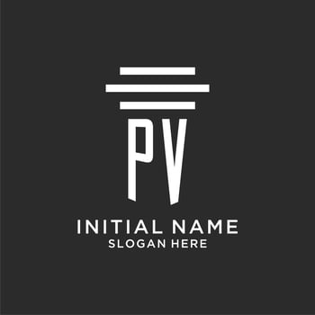 PV initials with simple pillar logo design, creative legal firm logo vector