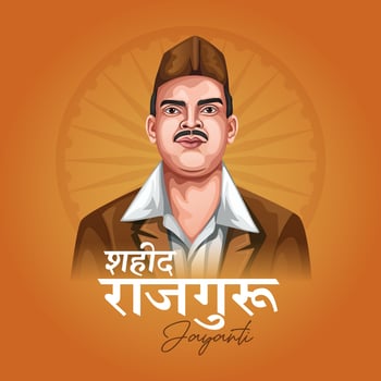 Shivaram Hari Rajguru was an Indian independence activist. Rajguru Jayanti is celebrated on 24 August. Indian background with Nation Hero and Freedom Fighter. vector