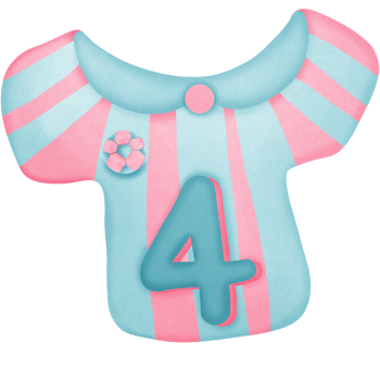 Number 4 pink and blue stripe soccer t-shirt isolated on transparent background png