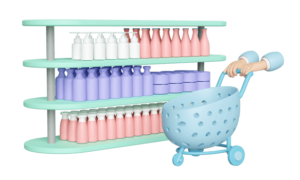 3d hand pushing a shopping carts empty with shelf, miscellaneous isolated. 3d render illustration png