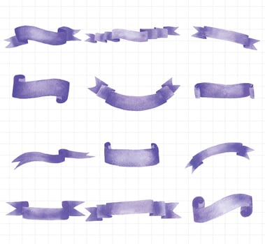 watercolor purple ribbons set vector