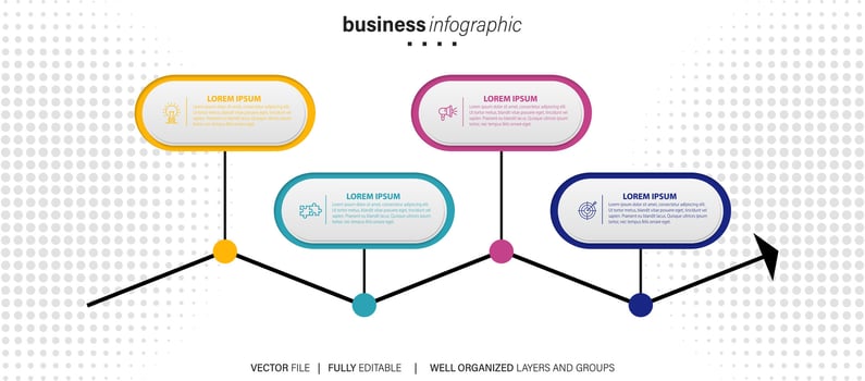 Business infographic element with 4 options, steps, number vector template design