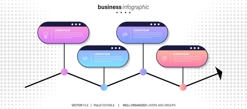 Business infographic element with 4 options, steps, number vector template design