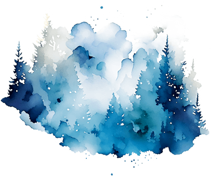 Transparent Watercolor Winter Splash AI Generative png
