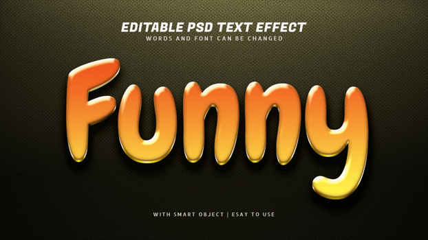Funny yellow text effect editable psd