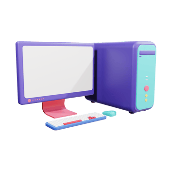 3D Computer Desktop Object with Transparent Background png