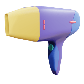 3D Hair Dryer Object with Transparent Background png