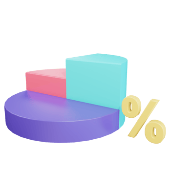 Pie Chart 3d Render object with transparent background png