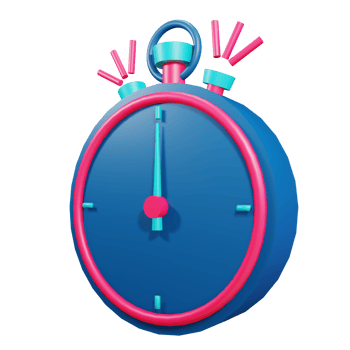 ringing stopwatch object in isolated 3d rendering with transparent background png
