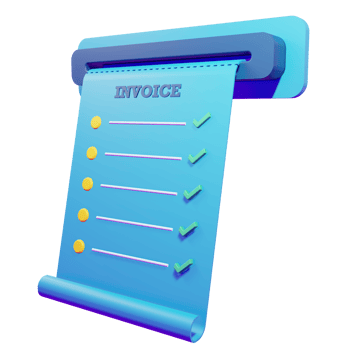 3d rendering of print invoice with transparent background png