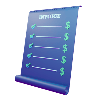 3d rendering of print invoice with transparent background png