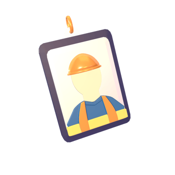 3D icon worker id card rendered isolated on the transparent background png