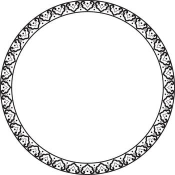 Vector black monochrome frame, border, Chinese ornament. Patterned circle, ring of the peoples of East Asia, Korea, Malaysia, Japan, Singapore, Thailand