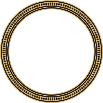 Vector golden and black round byzantine ornament. Circle, border, frame of ancient Greece and Eastern Roman Empire. Decoration of the Russian Orthodox Church