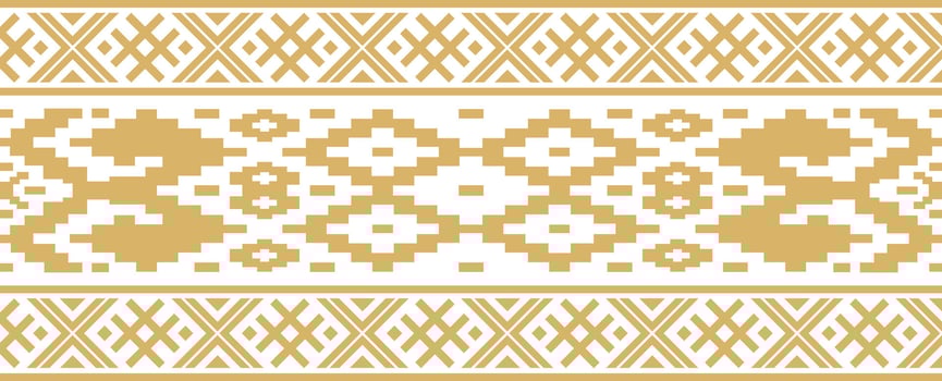 Vector golden color seamless Belarusian national ornament. Ethnic endless black border, Slavic peoples frame