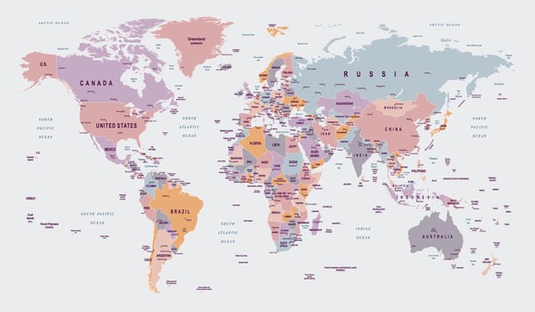 Political world map Gall stereographic projection vector