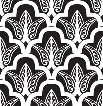 Vector monochrome seamless oriental national ornament, background. Endless ethnic floral pattern of Arab peoples. Persian painting
