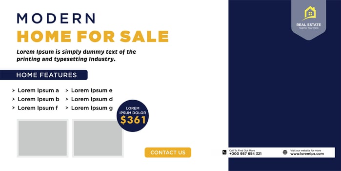 Real estate house social media post or square banner template vector