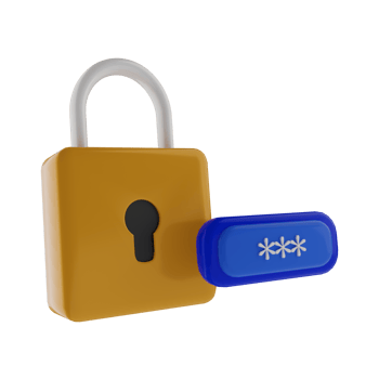 login security with password and padlock 3d render png