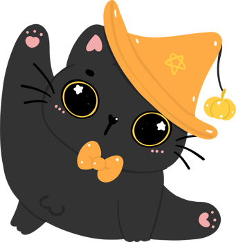 Cute Halloween cat, Spooky black cat cartoon illustration png