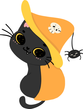 Cute Halloween cat, Spooky black cat cartoon illustration png
