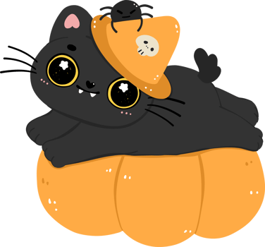 Cute Halloween cat, Spooky black cat cartoon illustration png