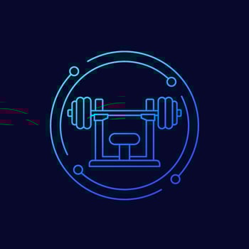 Barbell on the stand icon, linear design vector