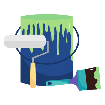 Green paint can and roller Generative Ai png